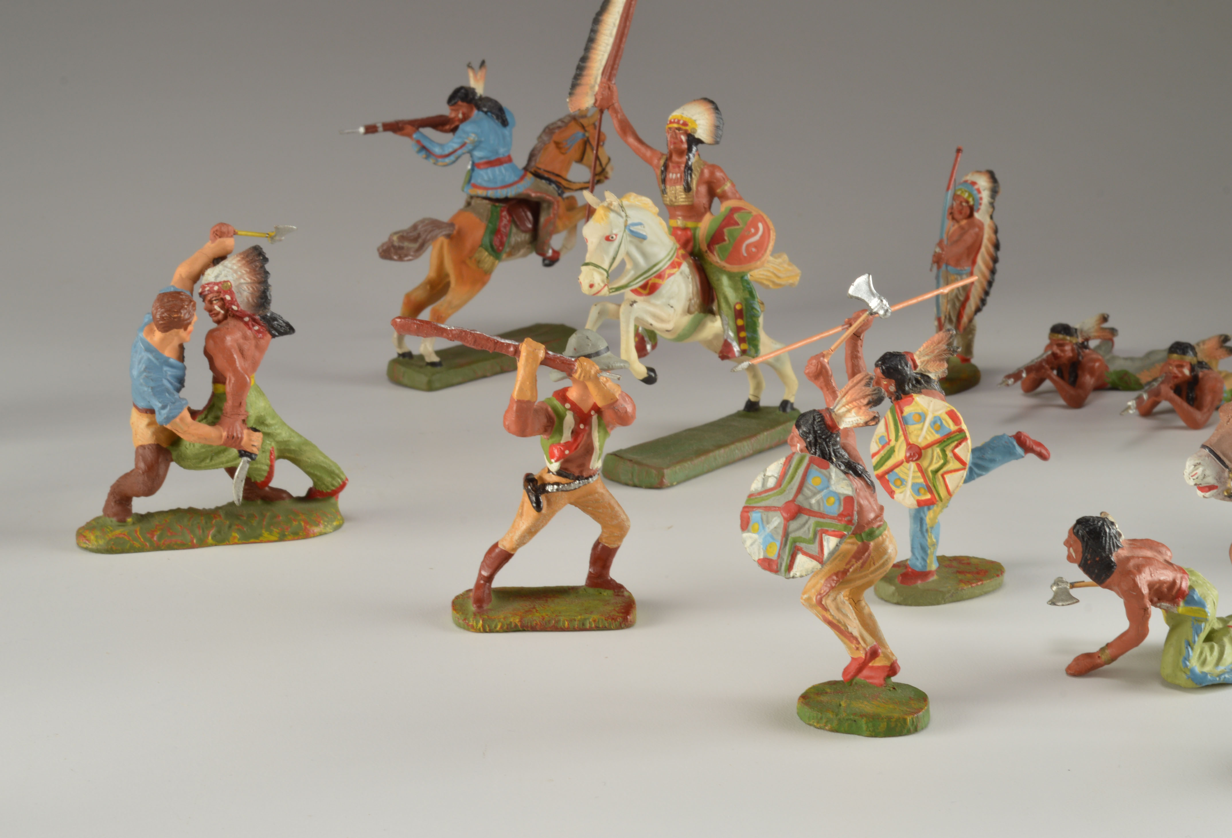 Elastolin 1950's Hand Painted "Cowboys and Indians" Figures 