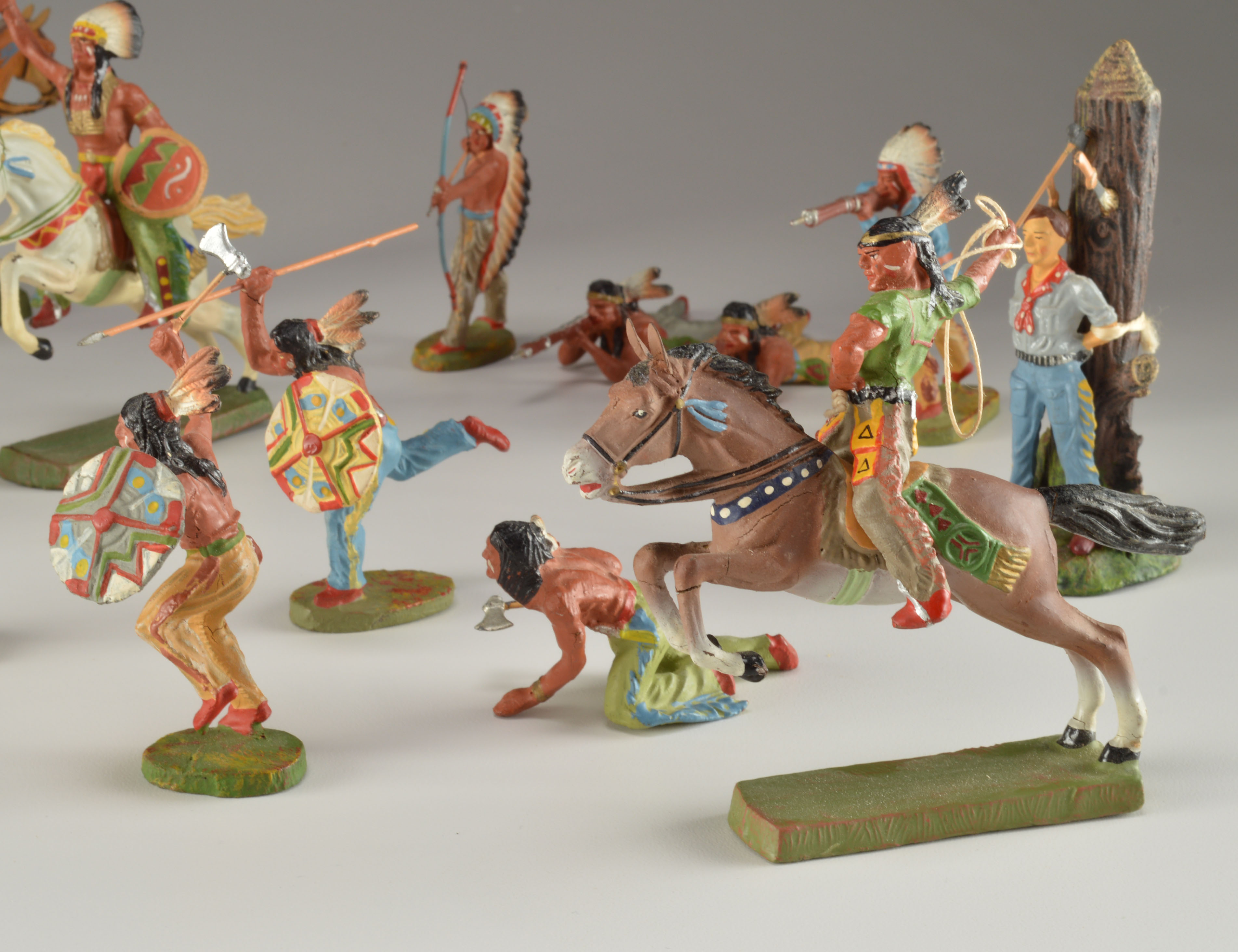 Elastolin 1950's Hand Painted "Cowboys and Indians" Figures 