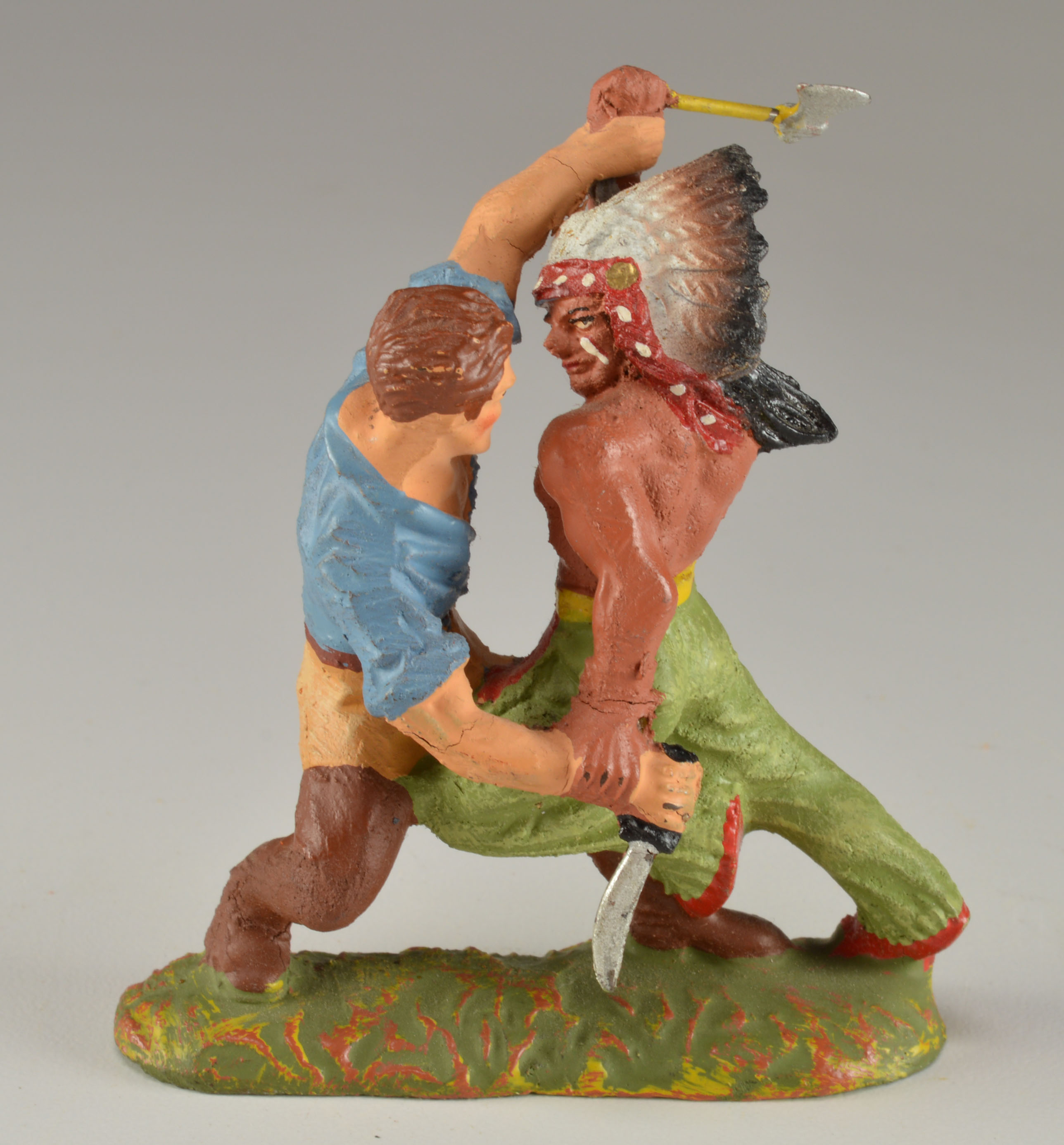 Elastolin 1950's Hand Painted "Cowboys and Indians" Figures 