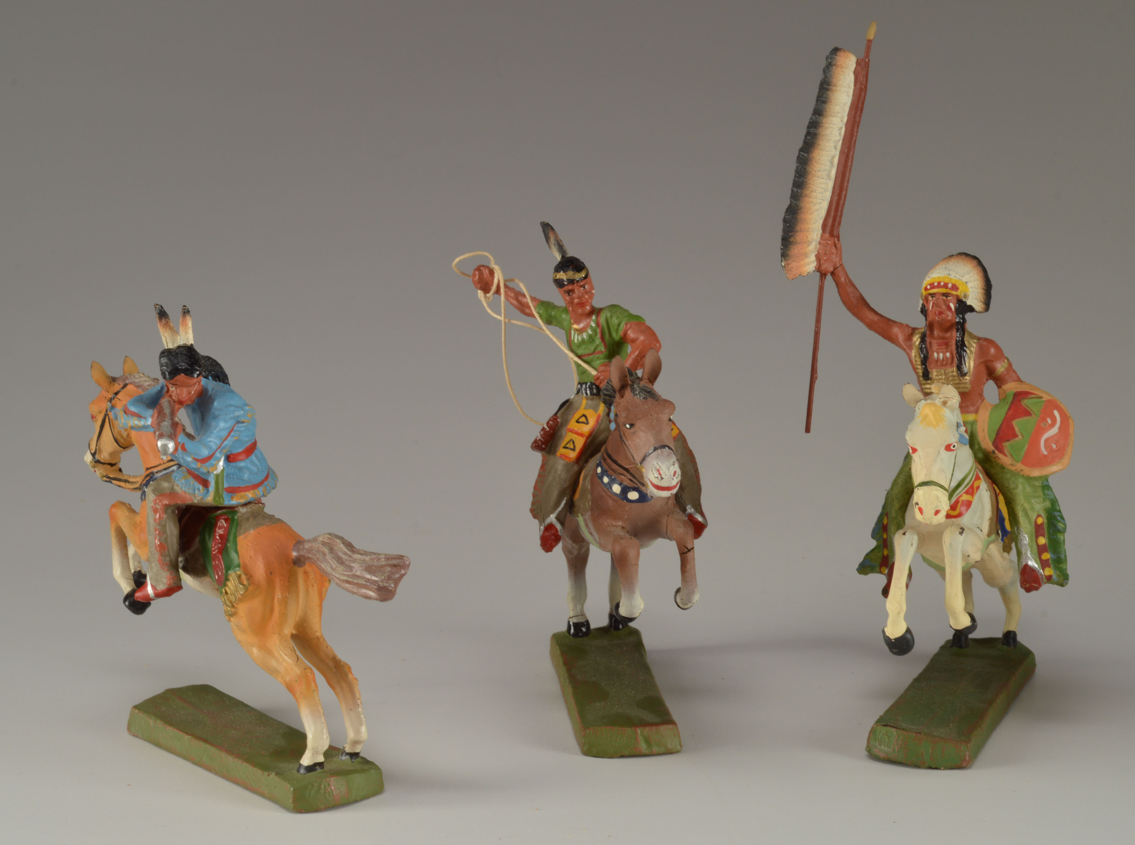 Elastolin 1950's Hand Painted "Cowboys and Indians" Figures 