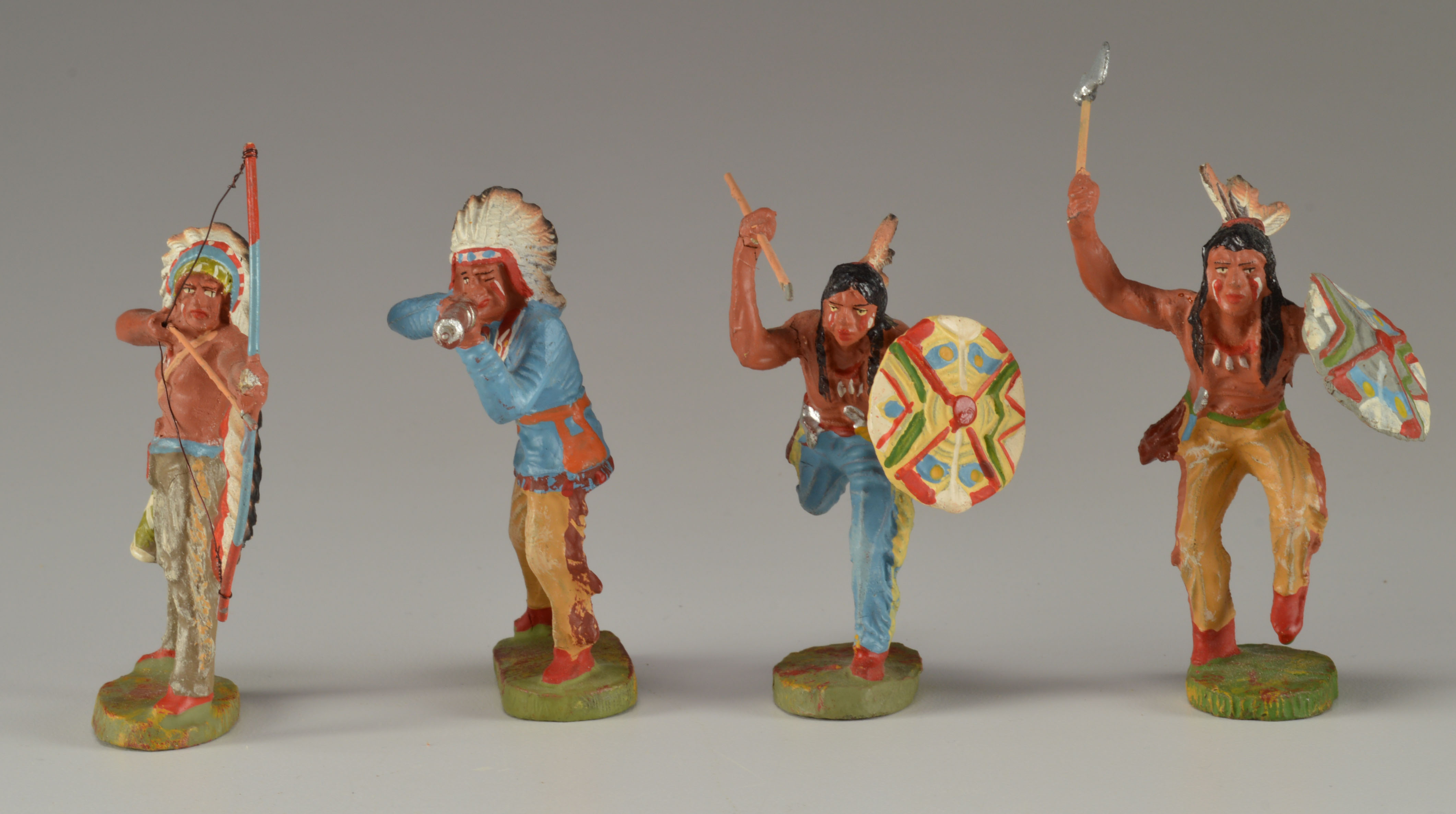 Elastolin 1950's Hand Painted "Cowboys and Indians" Figures 