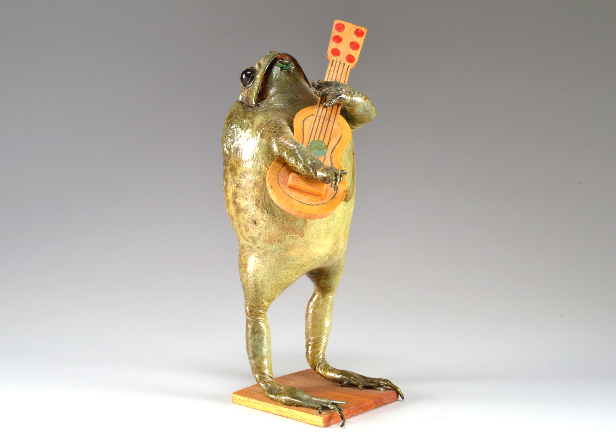 Taxidermy Frog with Wooden Guitar