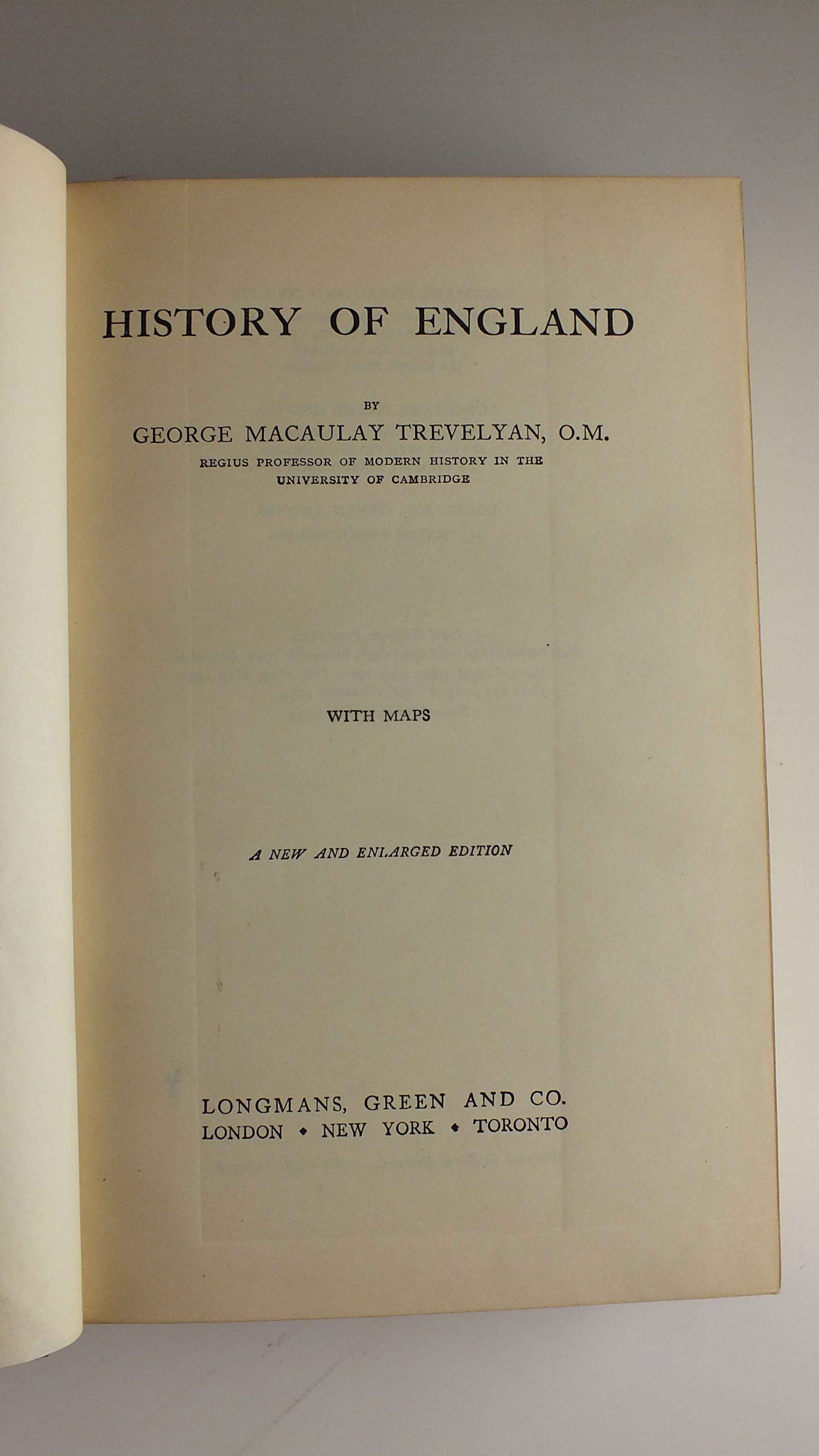1937 "History of England" by George Macaulay Trevelyn 