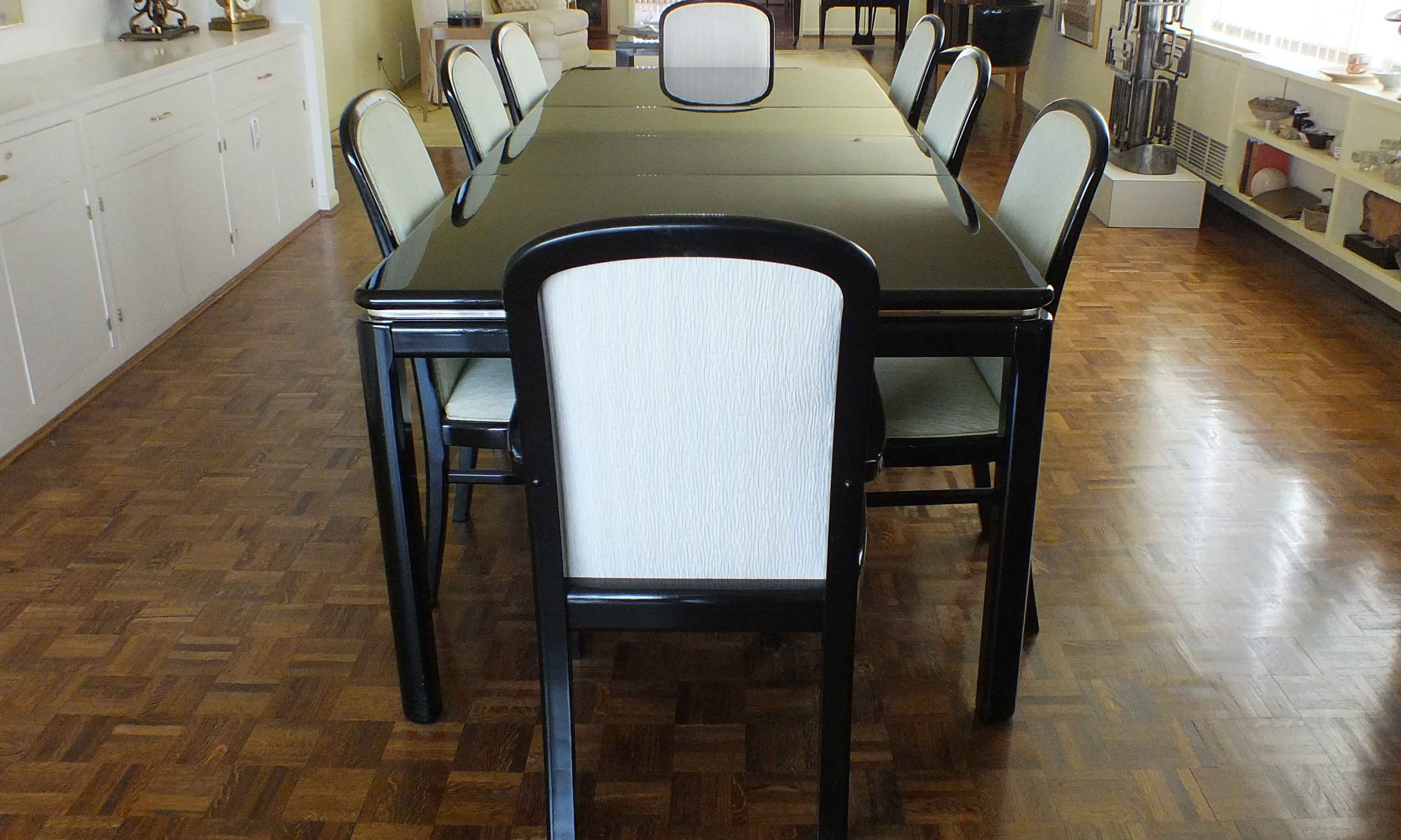  Vintage Lane "Lido" Black Lacquer Dining Room Table and Chairs