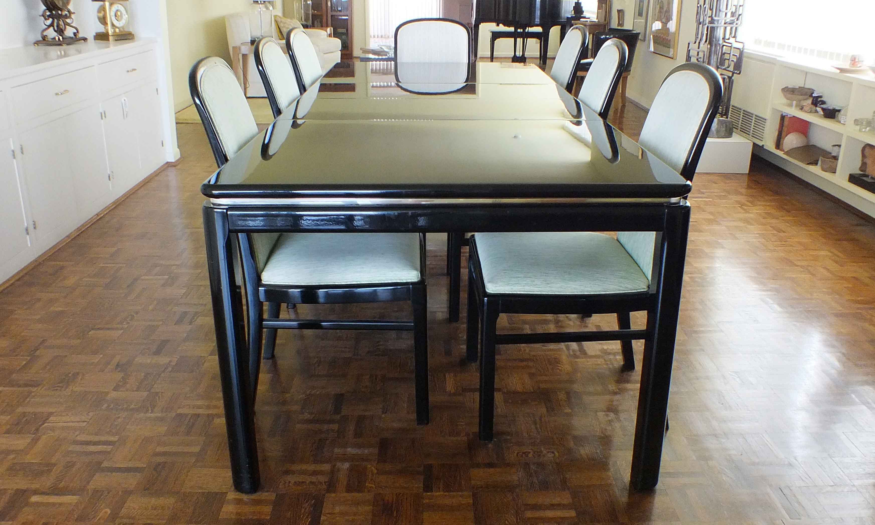  Vintage Lane "Lido" Black Lacquer Dining Room Table and Chairs