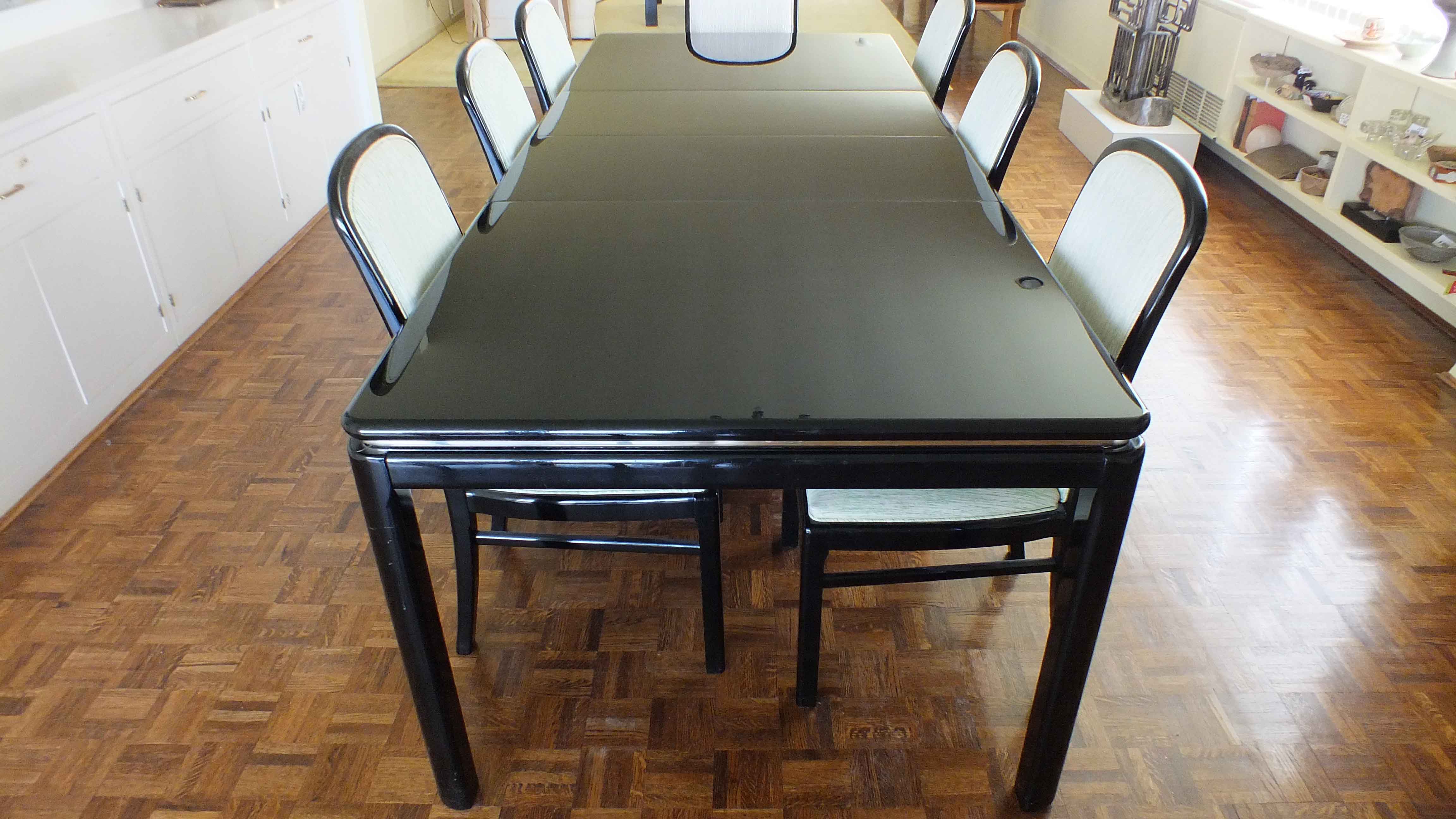  Vintage Lane "Lido" Black Lacquer Dining Room Table and Chairs