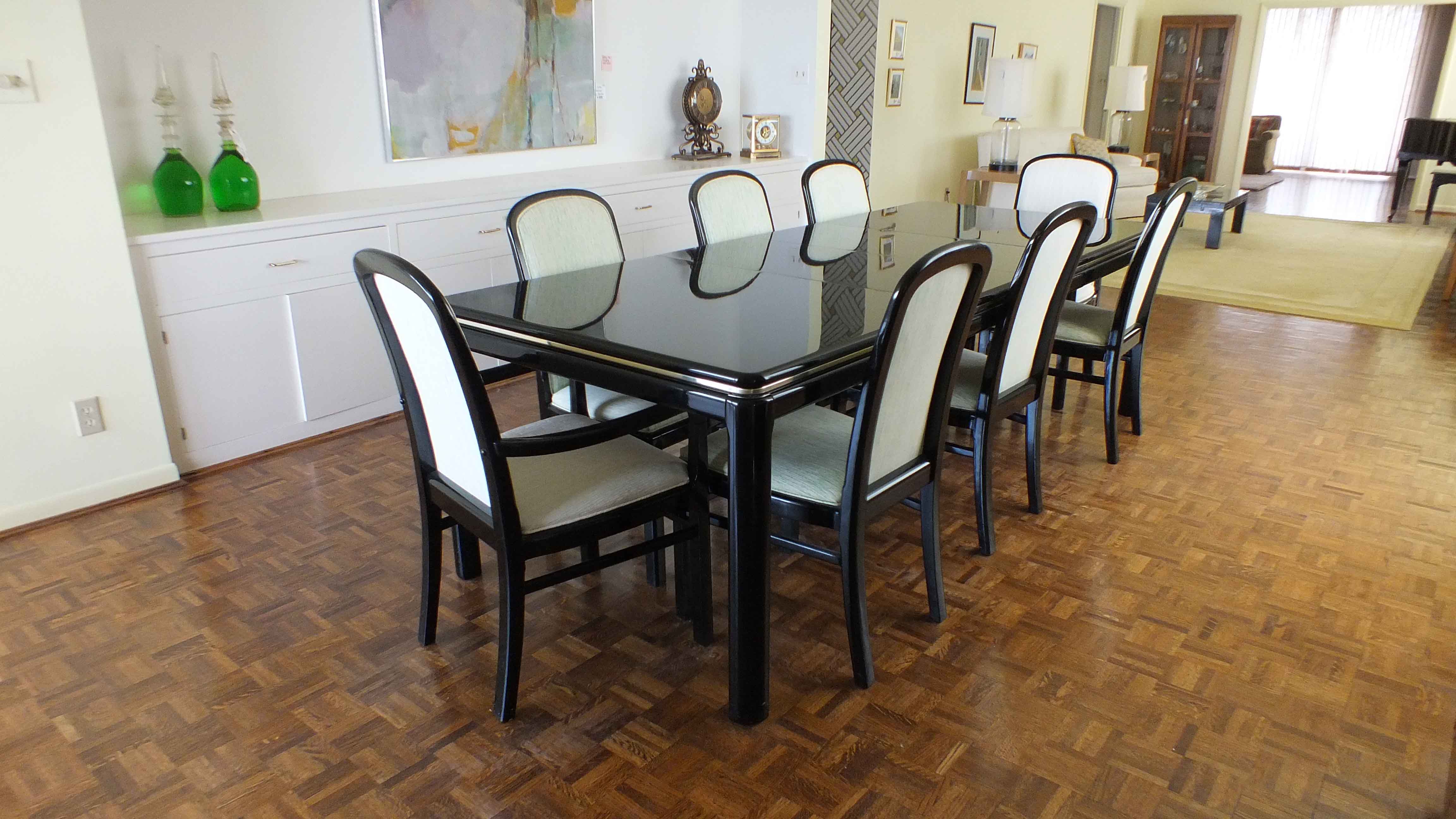  Vintage Lane "Lido" Black Lacquer Dining Room Table and Chairs