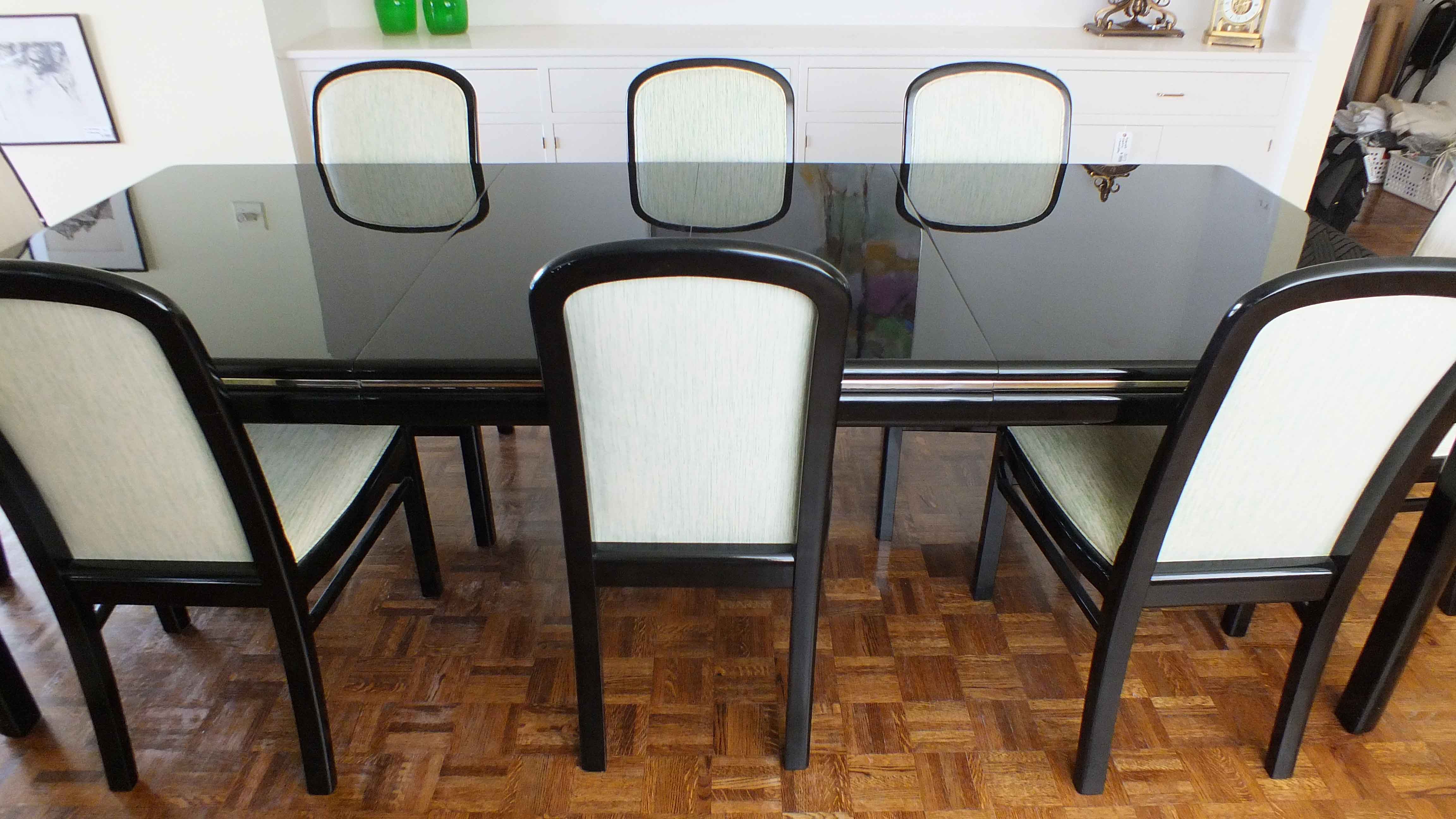 Vintage Lane "Lido" Black Lacquer Dining Room Table and Chairs