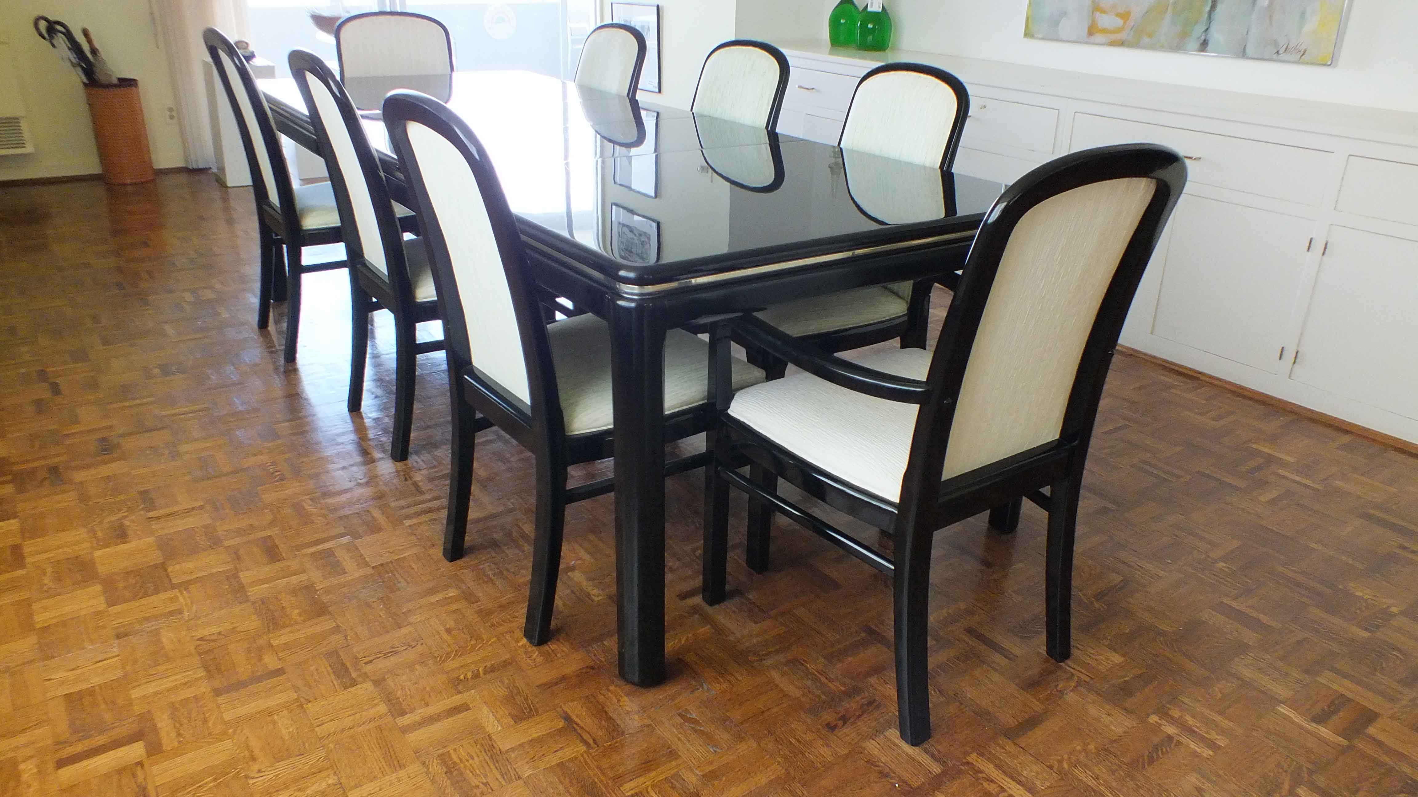  Vintage Lane "Lido" Black Lacquer Dining Room Table and Chairs