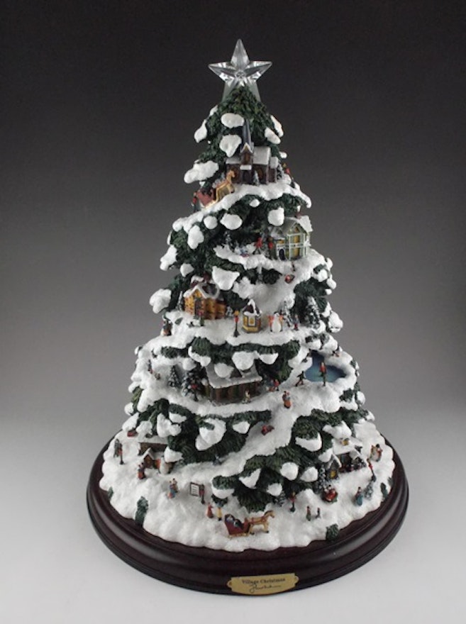 Thomas Kinkade Village Christmas Illuminated Tree 