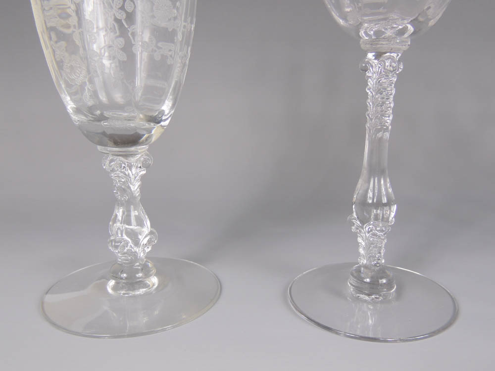1940s Cambridge Rose Point Etched Crystal Stemware
