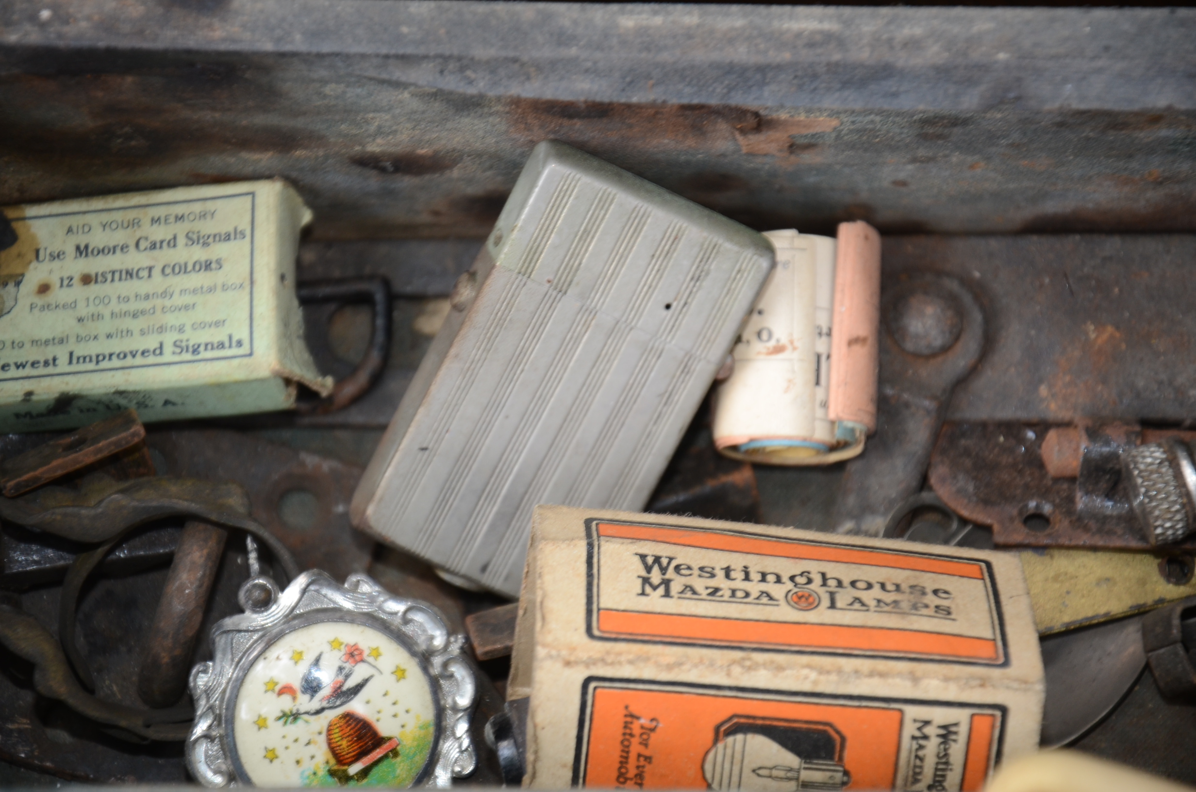 Hinged Case Containing Vintage Miscellany