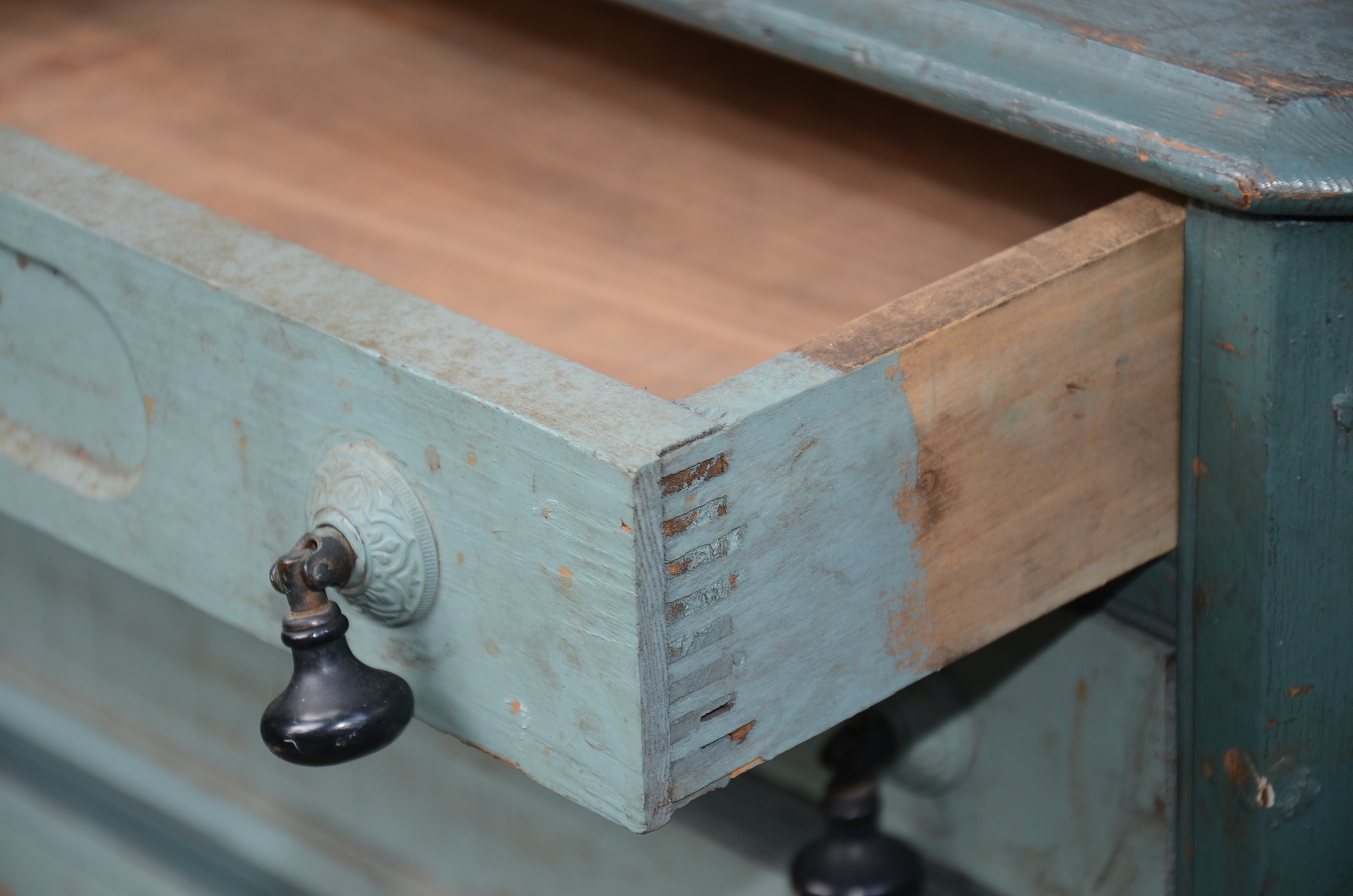 Wonderful Antique Painted Wood Spool Cabinet by George A. Clark