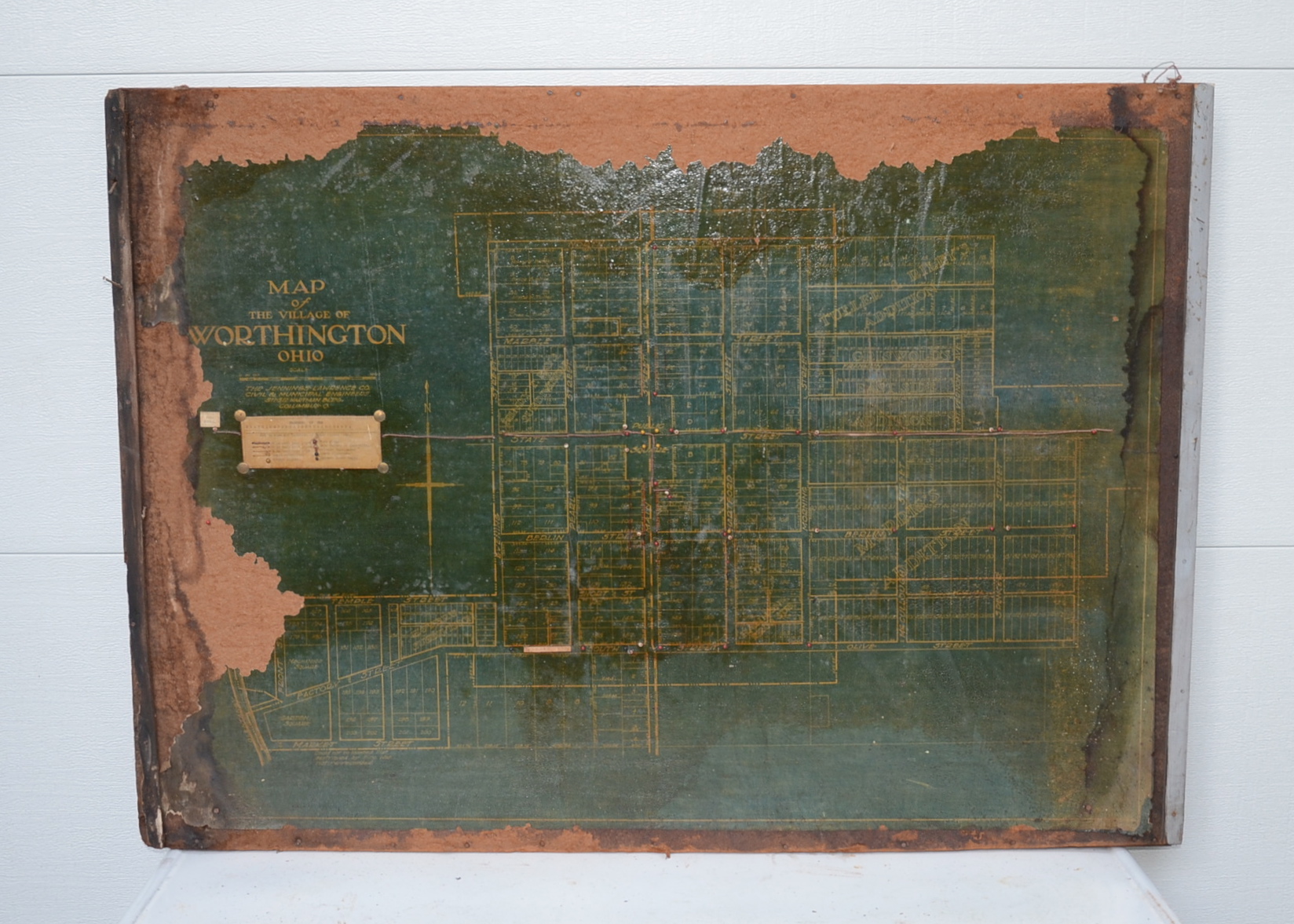 Early Utilities Planning Map of The Village of Worthington, Ohio