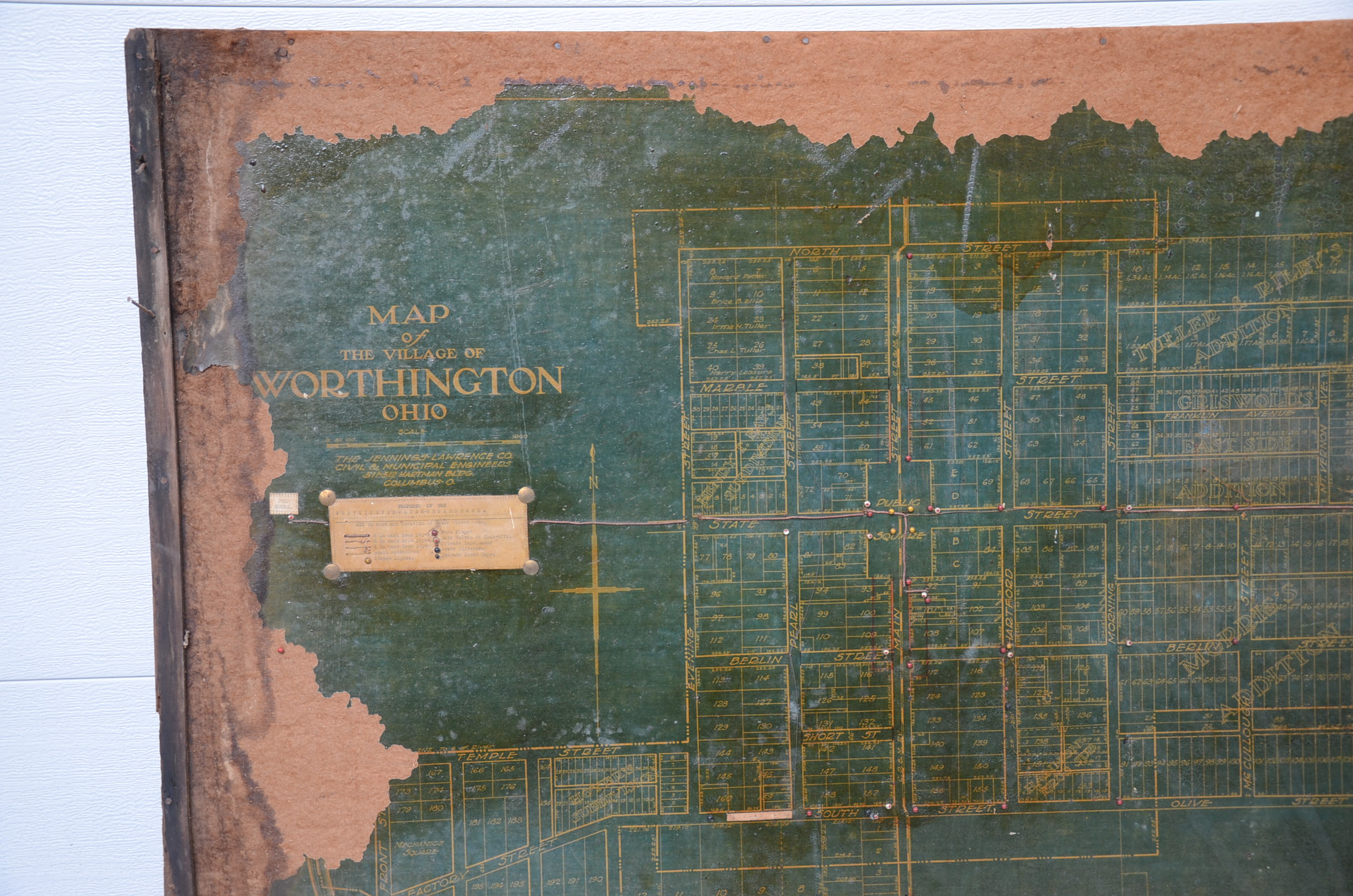 Early Utilities Planning Map of The Village of Worthington, Ohio
