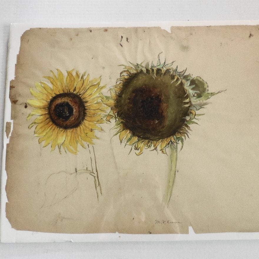 Mary V. Keenan Original Watercolor of Sunflowers