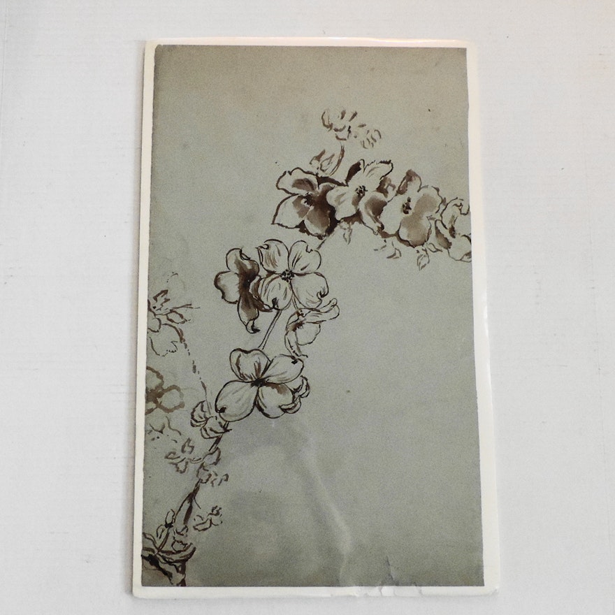 Mary V. Keenan Original Ink Wash of Dogwood Blossoms