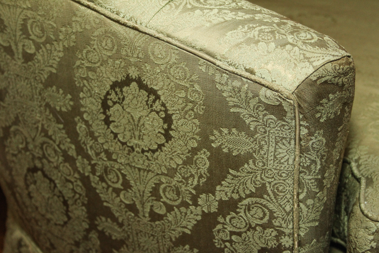 Mid-Century Hickory Fry Curved Green Tufted Couch