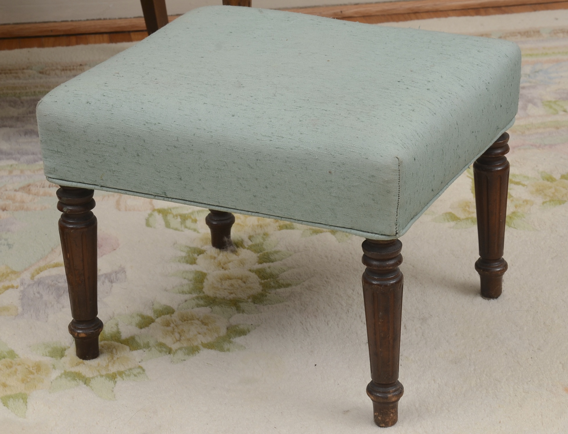 Rattan Side Chair and  Footstools