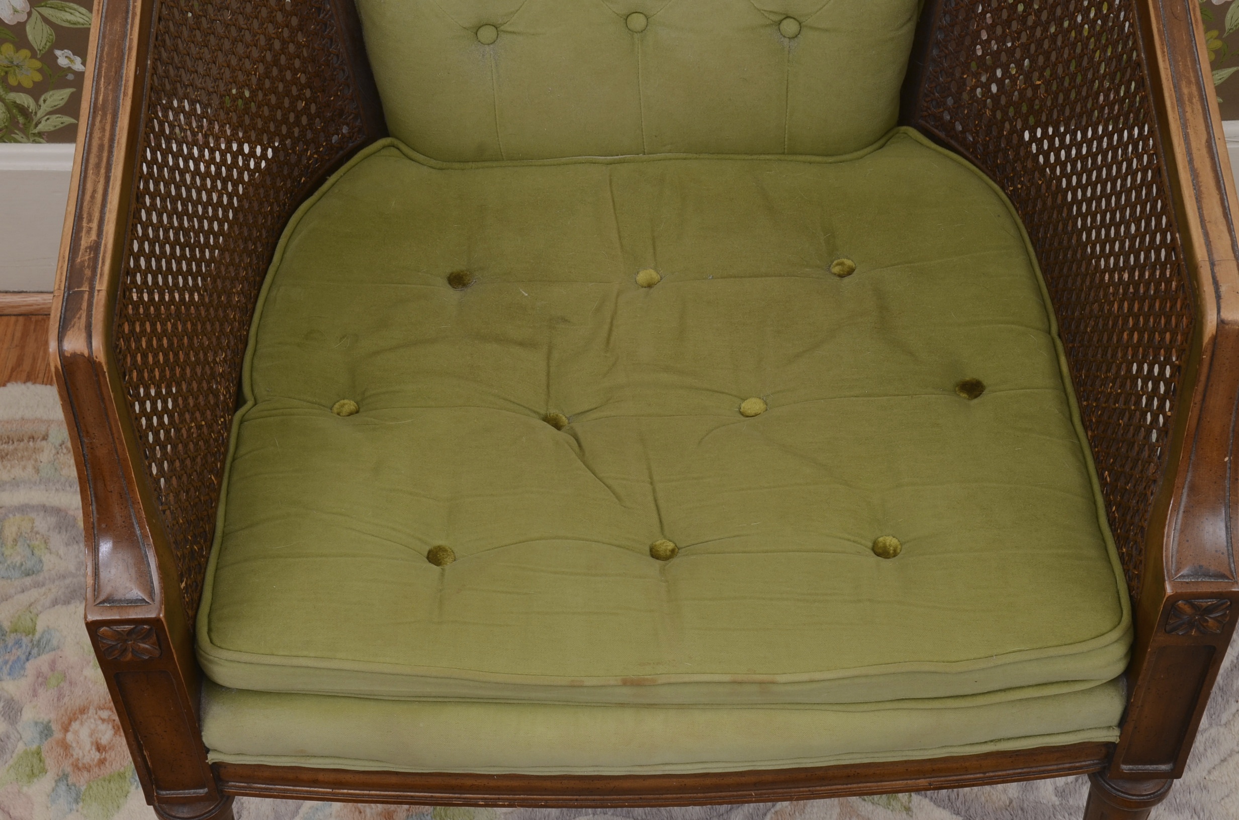Rattan Side Chair and  Footstools