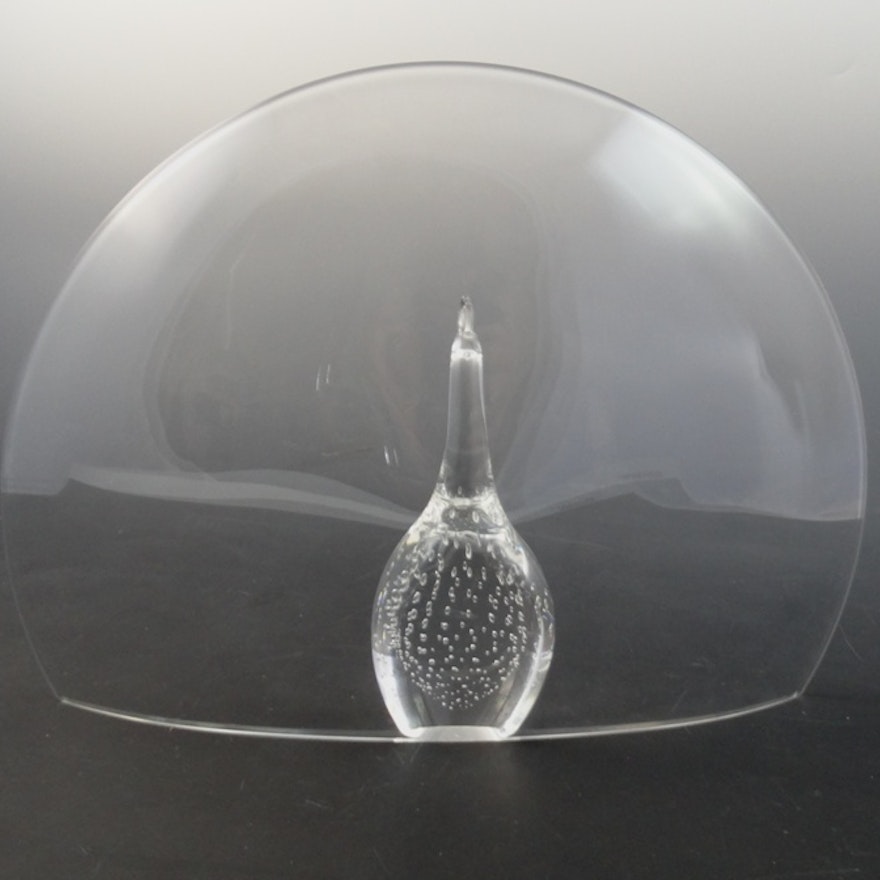 Steuben Glass Peacock Crystal Centerpiece