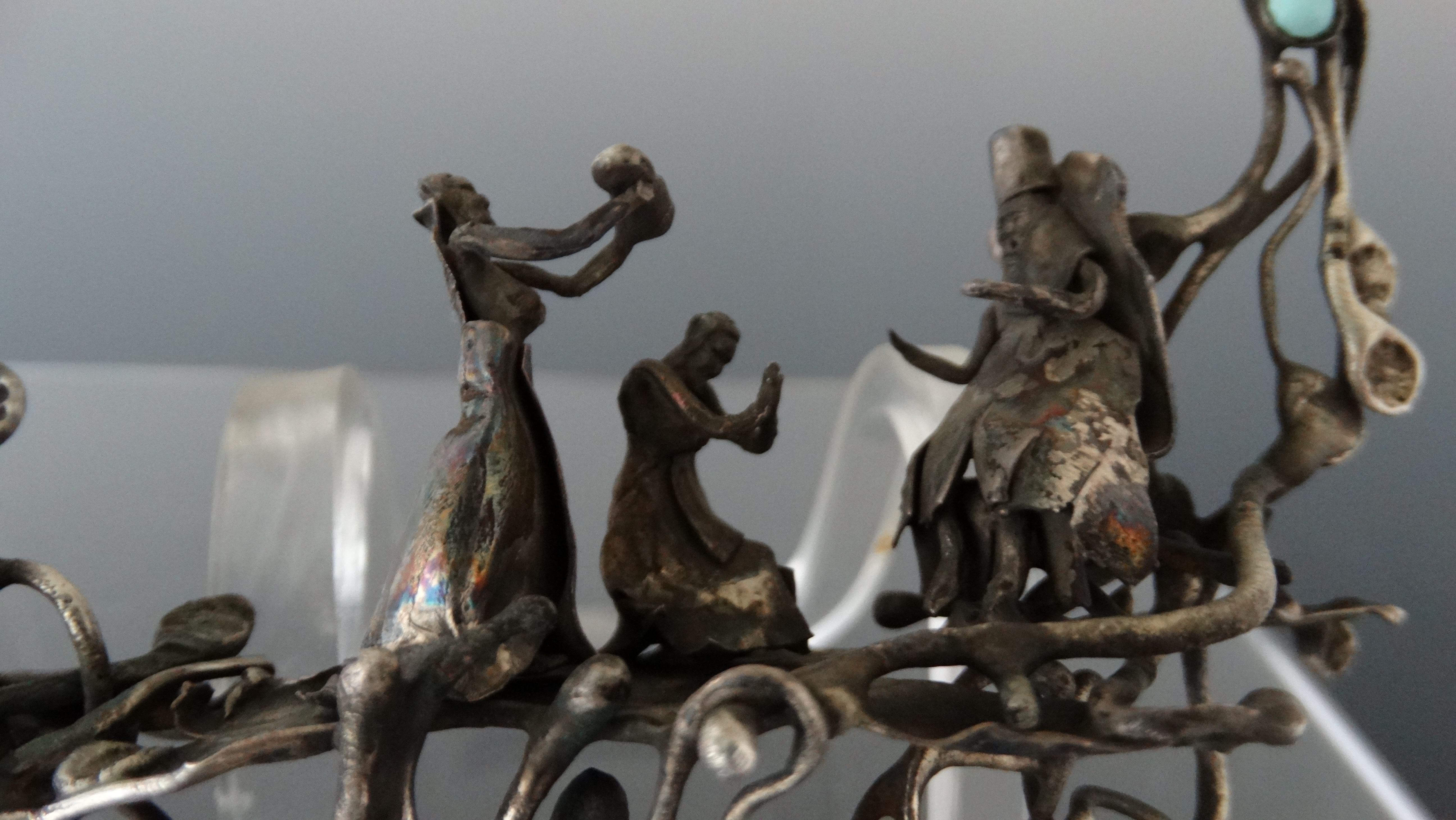 Israeli Mid Century Sterling King Solomon Sculpture with Gems