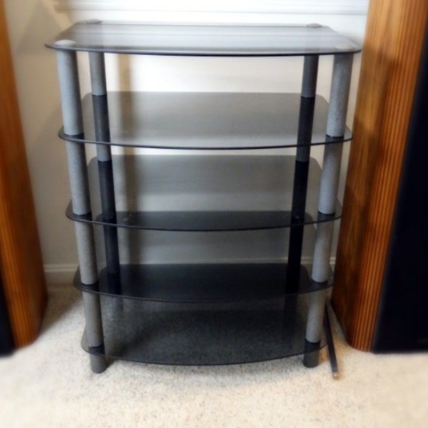 Glass and Metal Stereo Component Shelving Unit