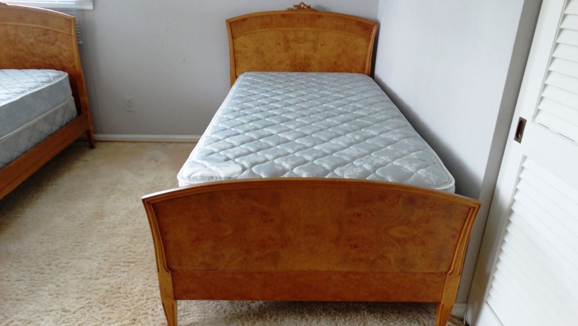 Vintage Birdseye Maple Twin Bed Louis XVI Style