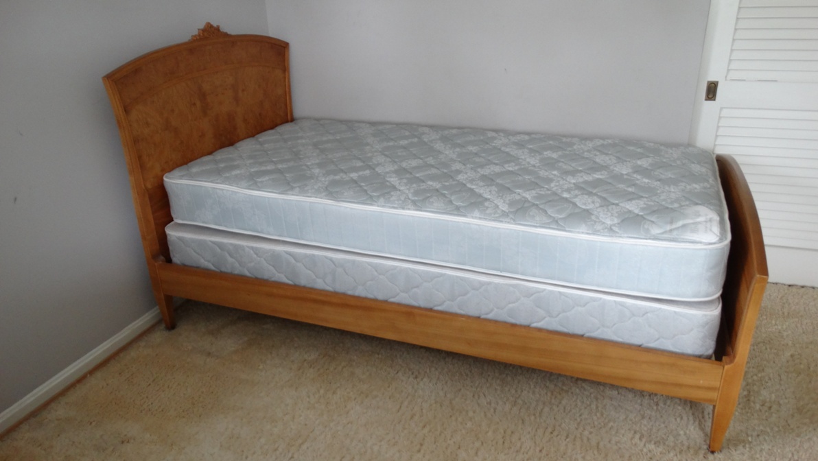 Vintage Birdseye Maple Twin Bed Louis XVI Style