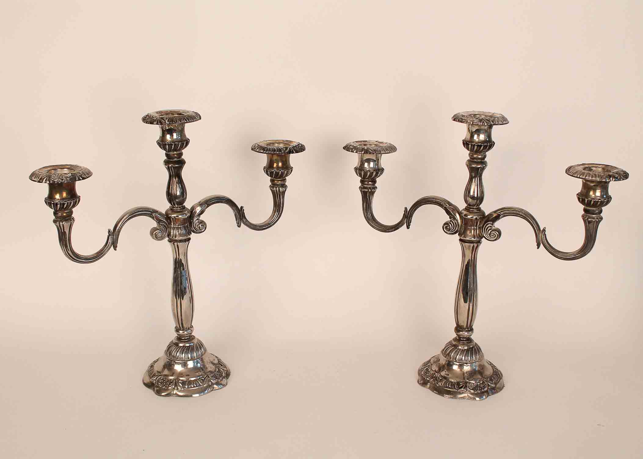 Meridan plated pitcher and candlabras