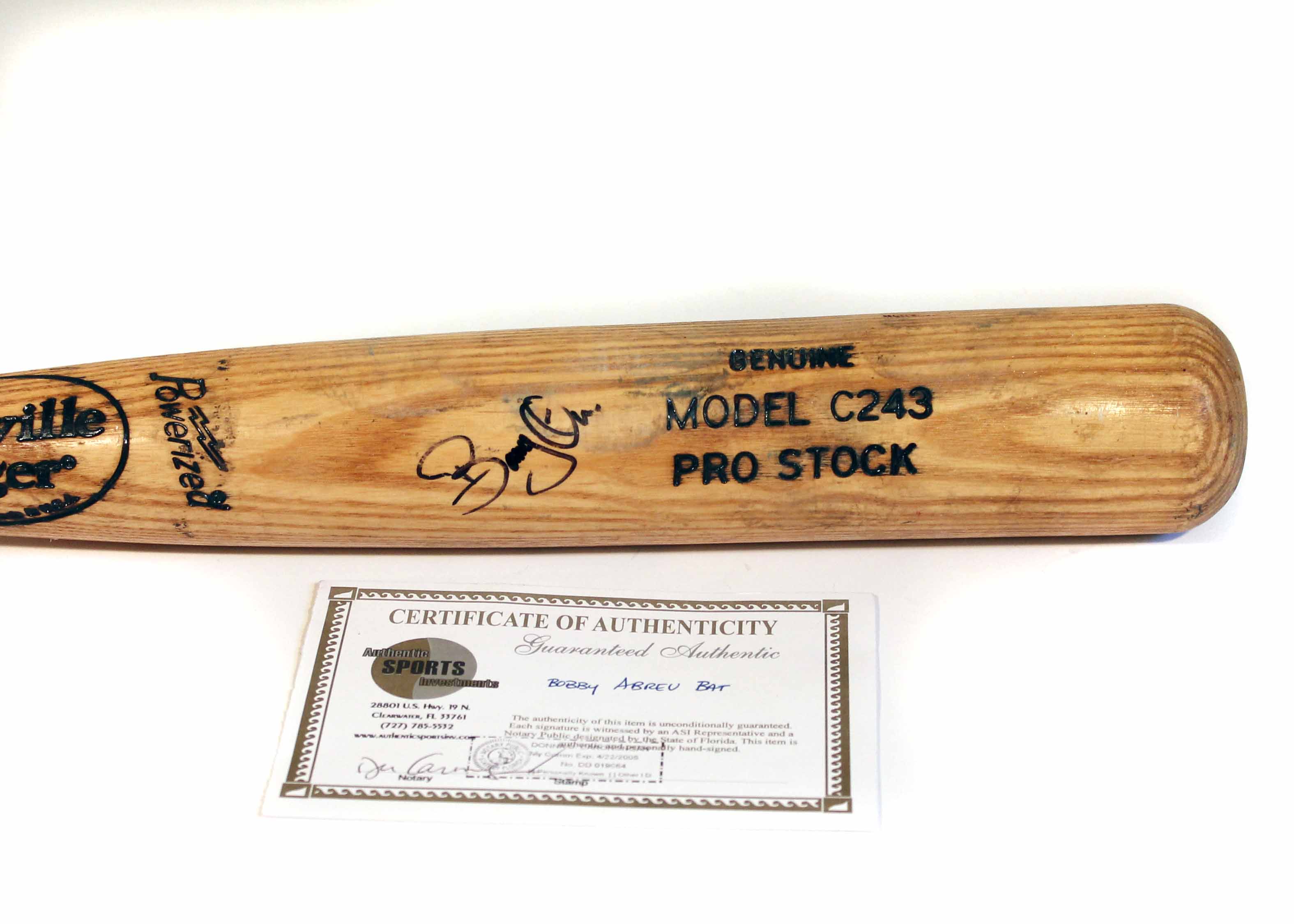 Bobby Abreu Autographed Game Used Baseball Bat
