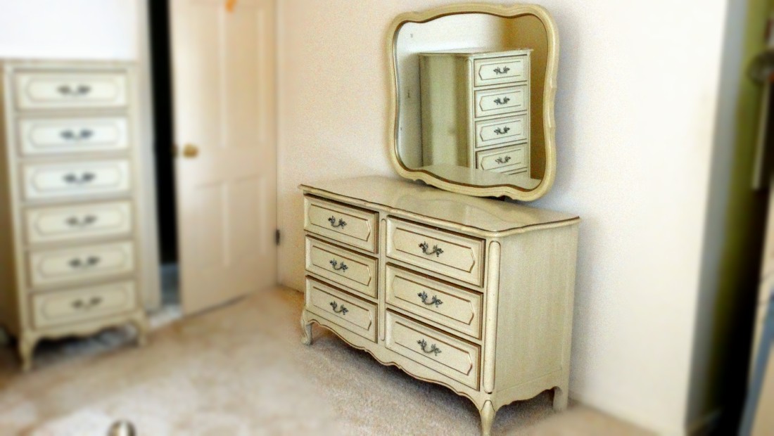 French Provincial Style Vintage Henry Link Dresser with Mirror