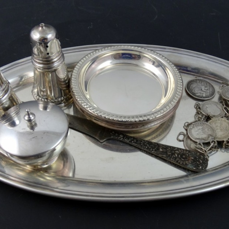 Miscellaneous Sterling Silver Smalls on Gorham Platter