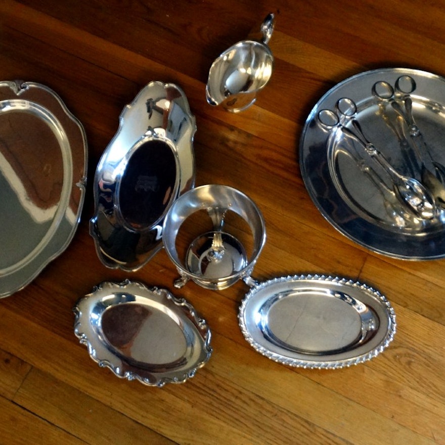 Plated Sterling Platters and Small Trays