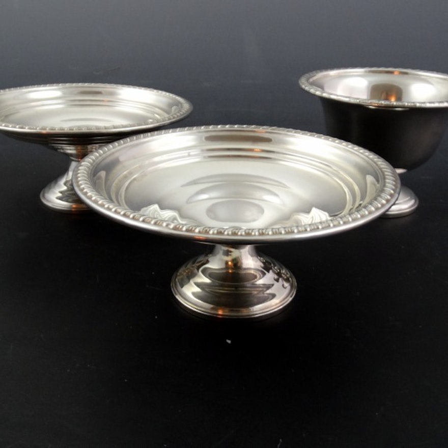Weighted Sterling Compote Pair and Mayonnaise Dish
