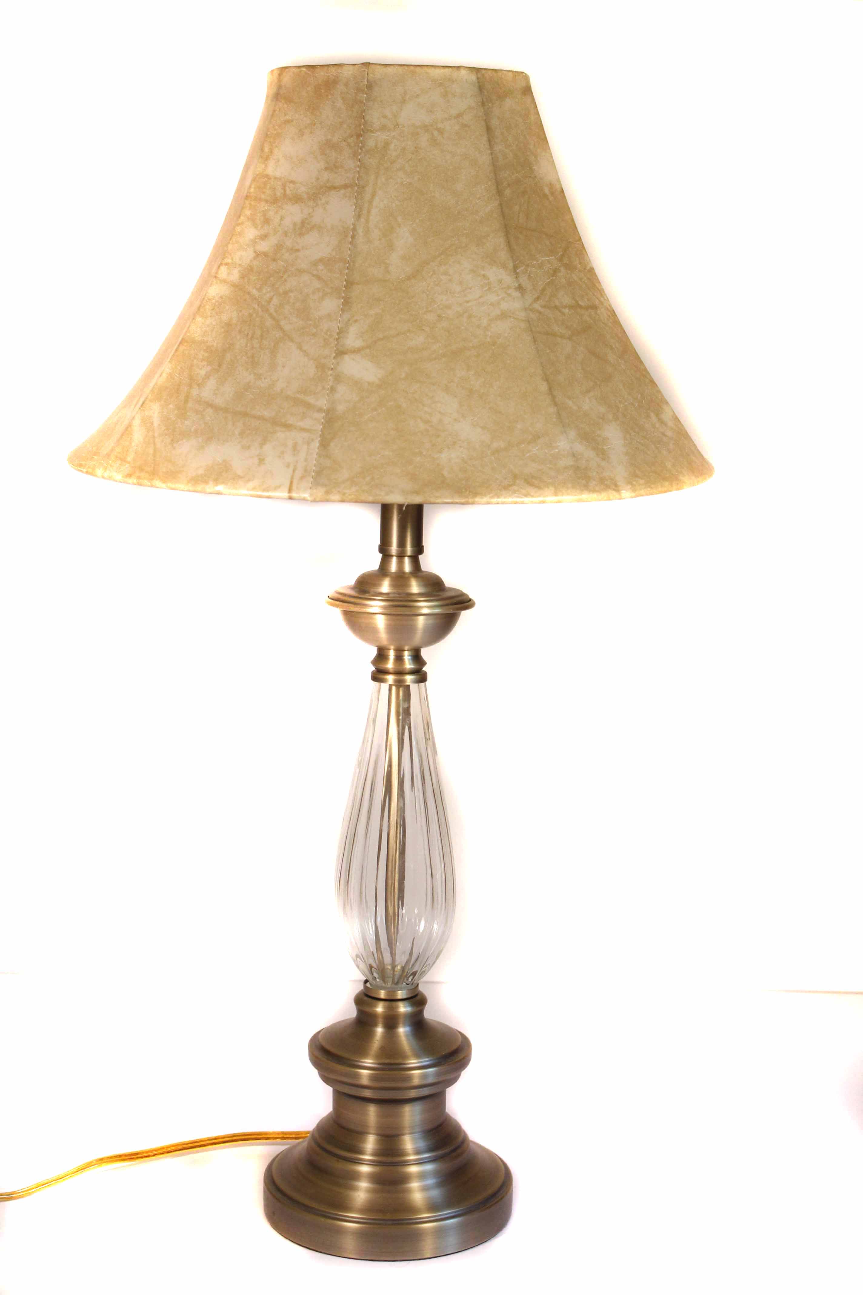 Textured Glass Lamp with Metal Accents