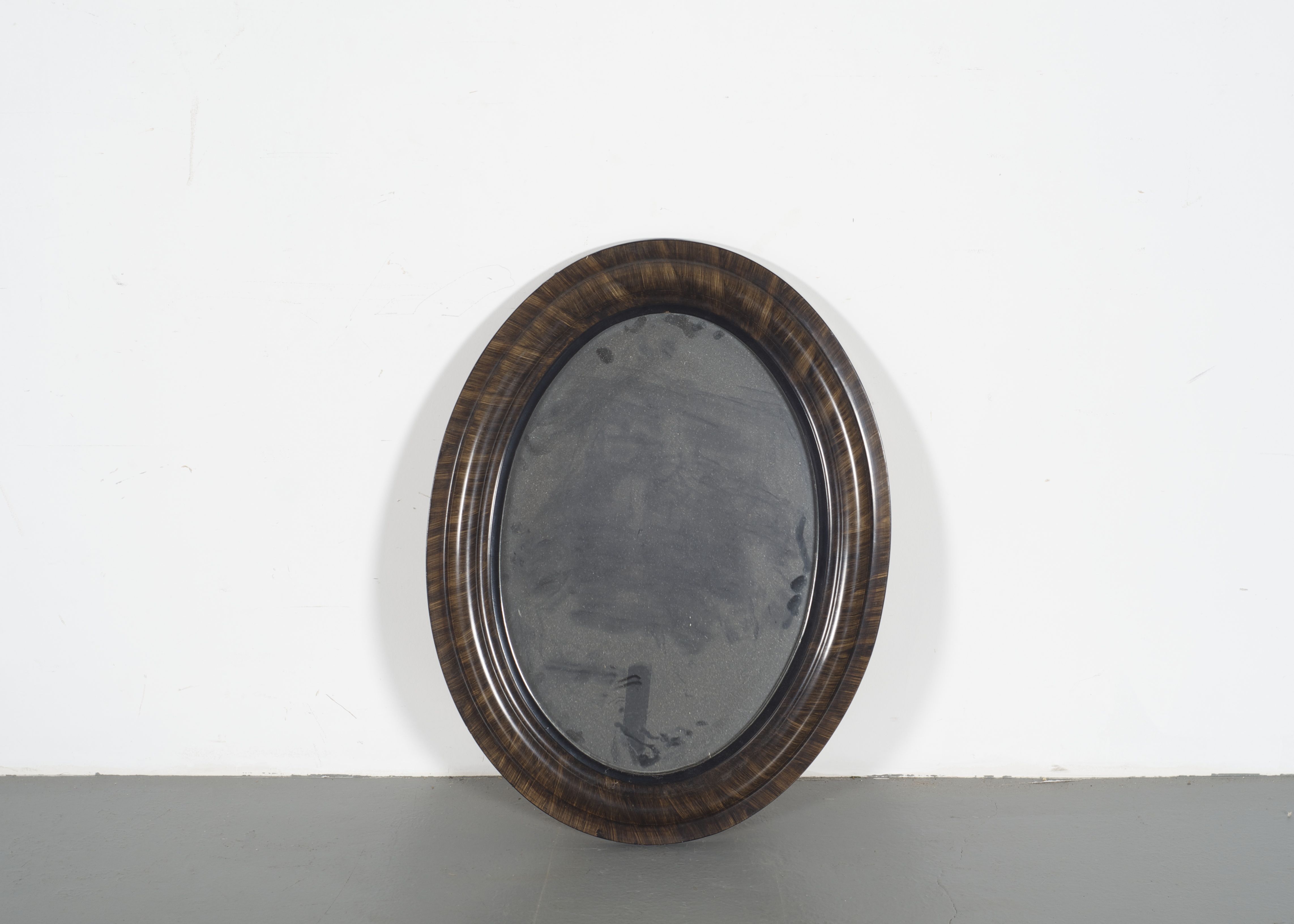 Vintage Oval Wood Framed Mirror
