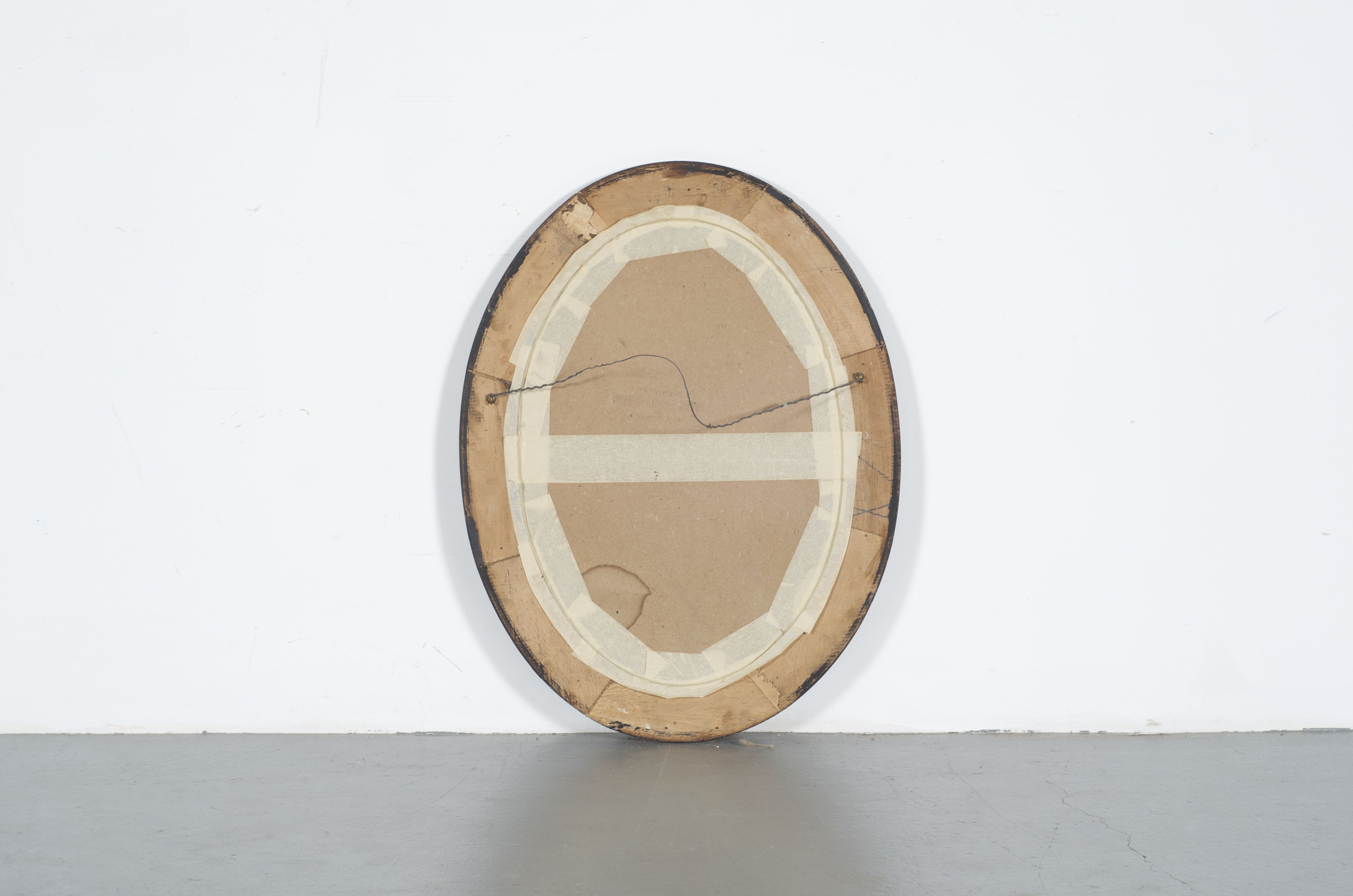 Vintage Oval Wood Framed Mirror