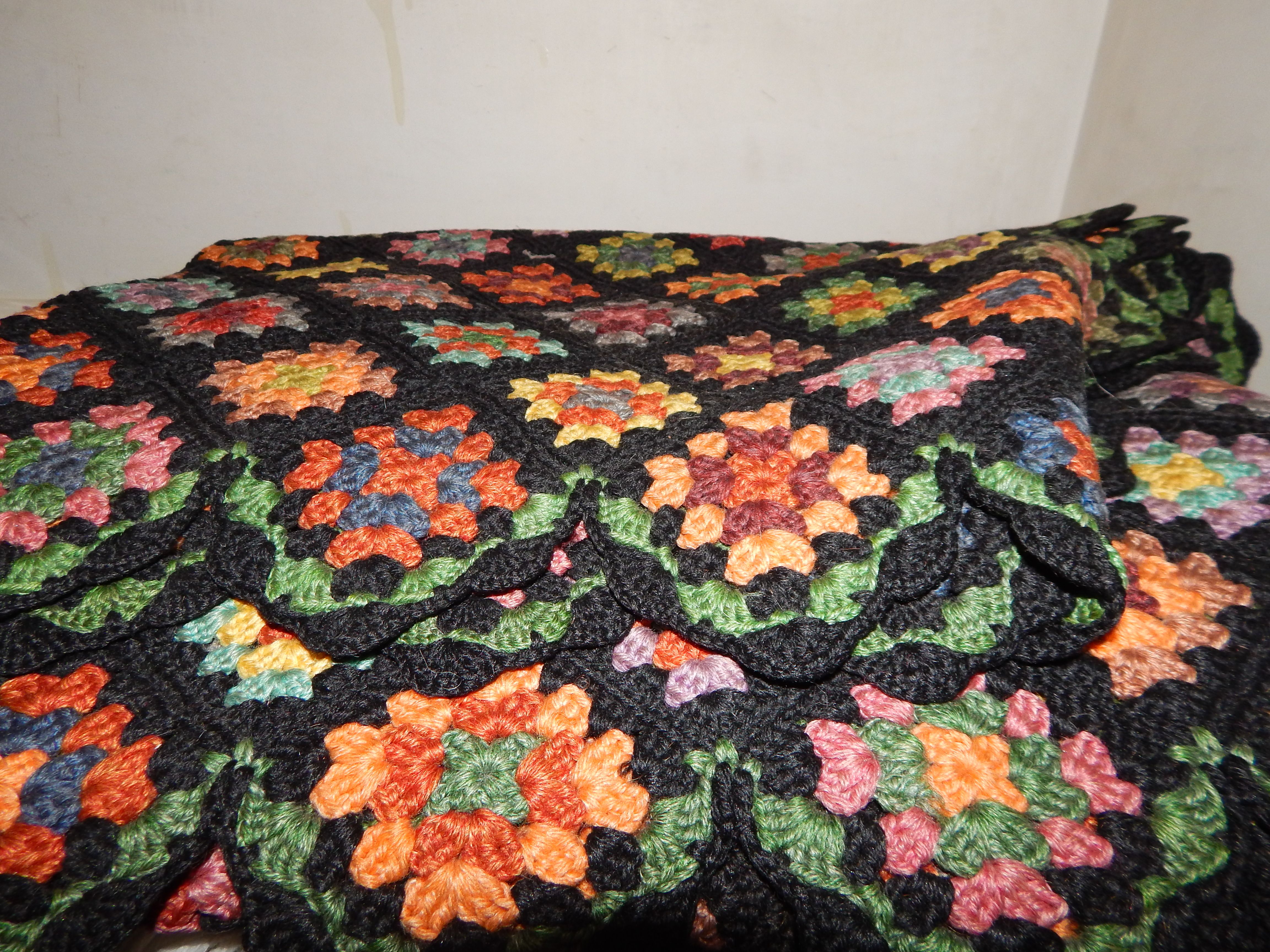 Vintage Linens, Granny Afghan and Needlepoint