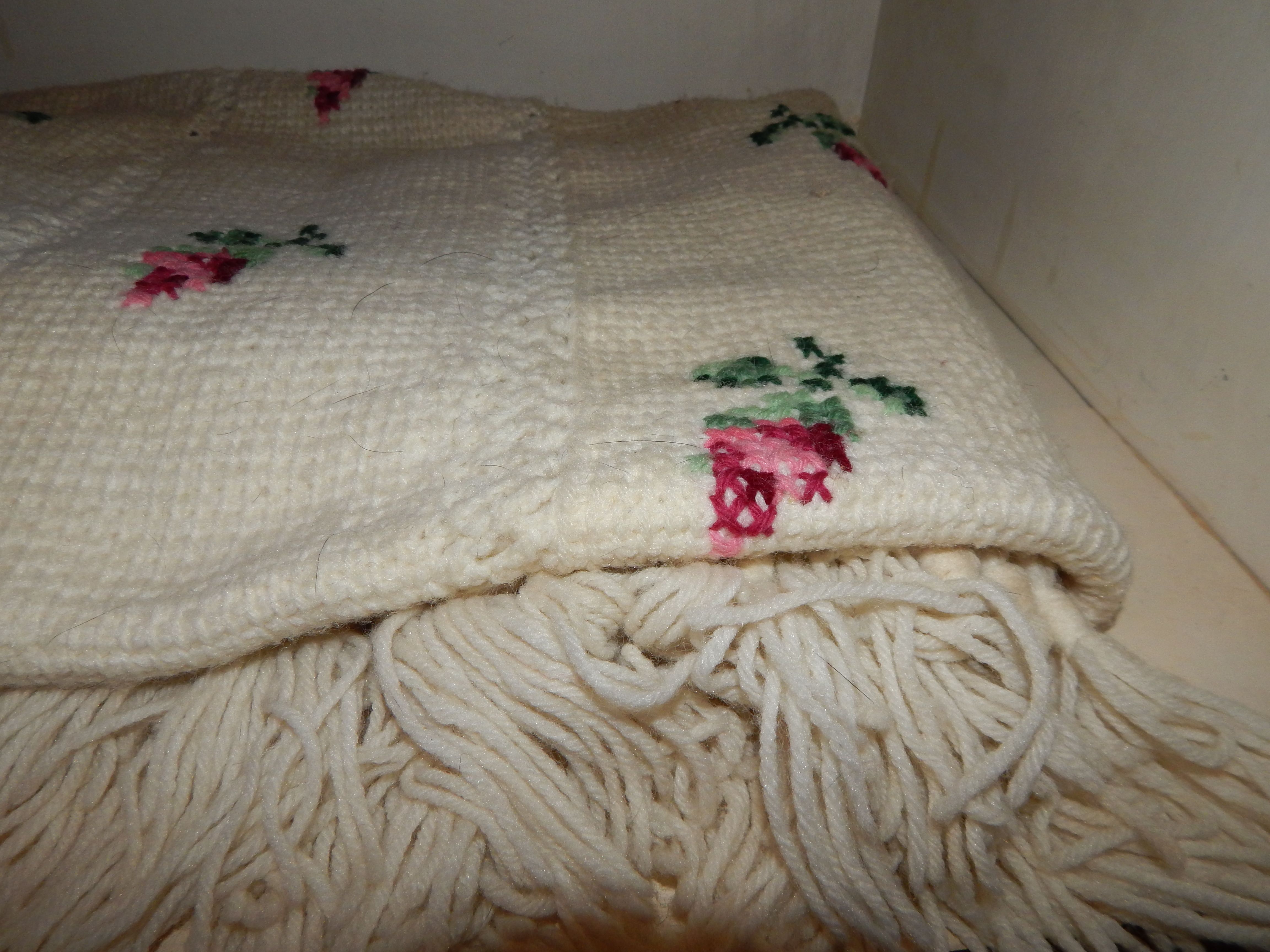 Vintage Linens, Granny Afghan and Needlepoint