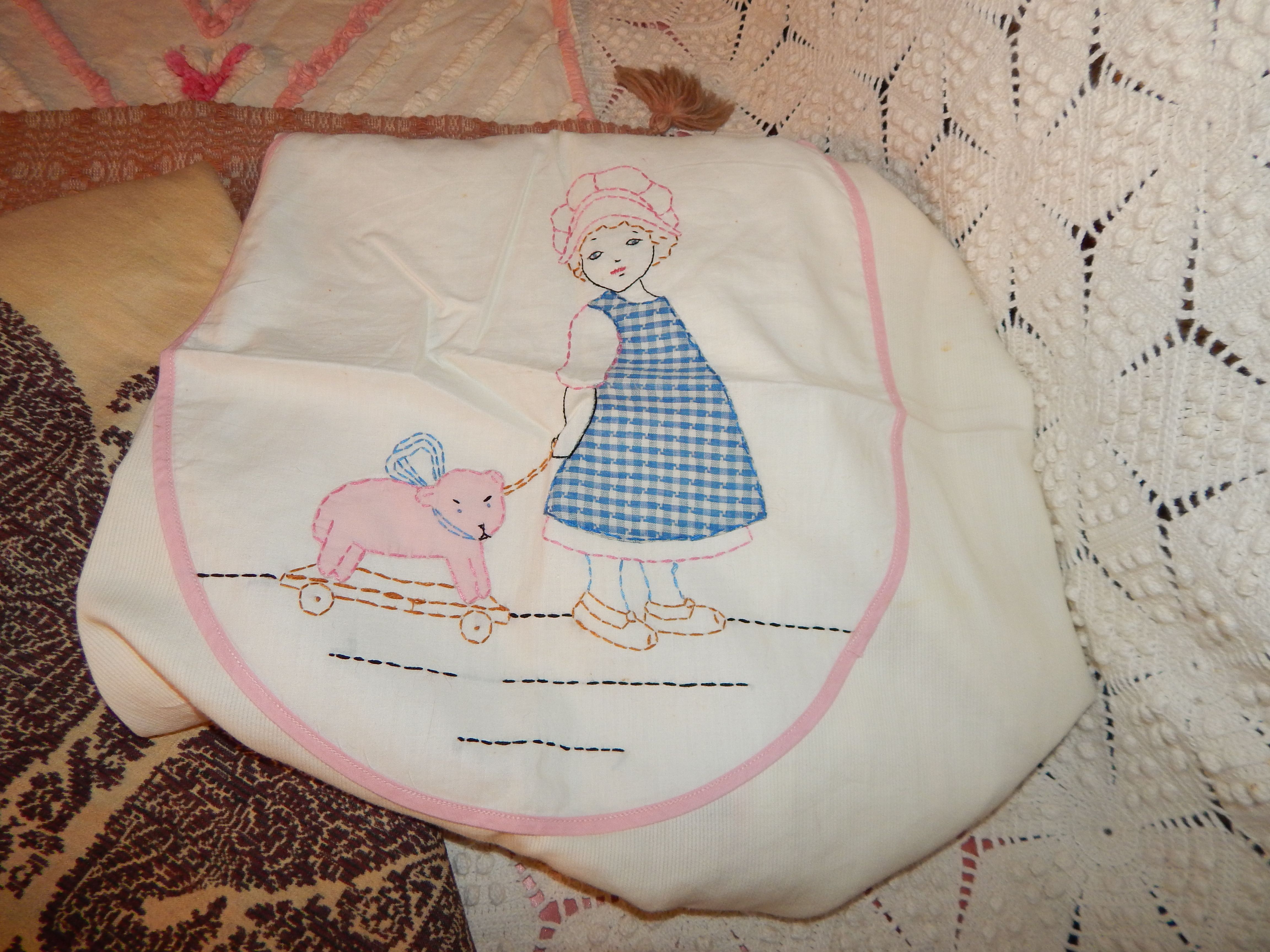 Vintage Linens, Granny Afghan and Needlepoint