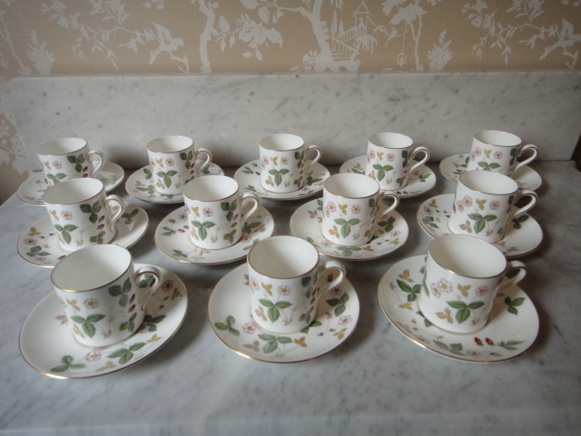Wedgwood "Wild Strawberry" Demitasse Cup and Saucer Sets