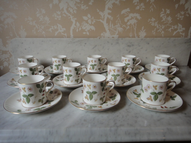 Wedgwood "Wild Strawberry" Demitasse Cup and Saucer Sets