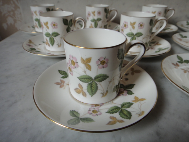 Wedgwood "Wild Strawberry" Demitasse Cup and Saucer Sets