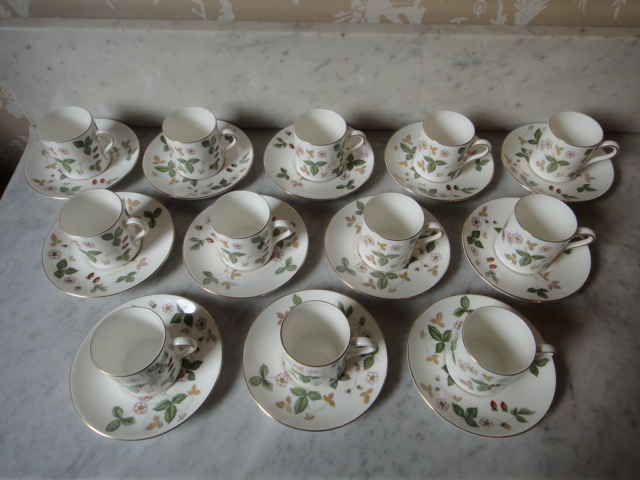 Wedgwood "Wild Strawberry" Demitasse Cup and Saucer Sets