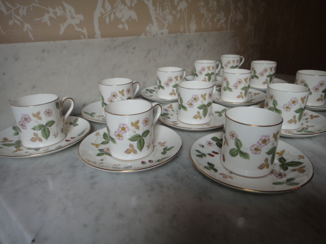 Wedgwood "Wild Strawberry" Demitasse Cup and Saucer Sets