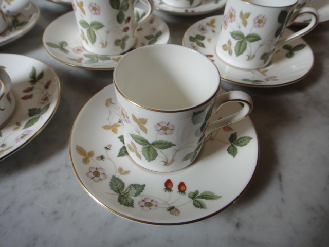 Wedgwood "Wild Strawberry" Demitasse Cup and Saucer Sets