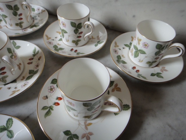 Wedgwood "Wild Strawberry" Demitasse Cup and Saucer Sets