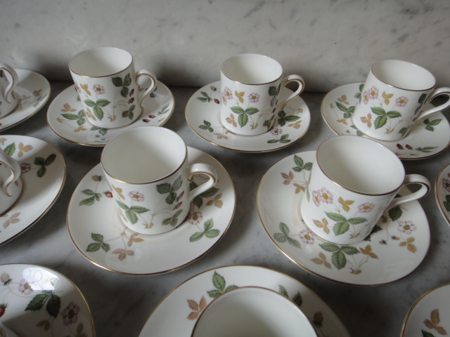 Wedgwood "Wild Strawberry" Demitasse Cup and Saucer Sets