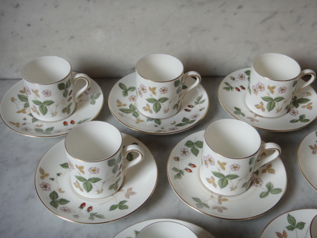 Wedgwood "Wild Strawberry" Demitasse Cup and Saucer Sets
